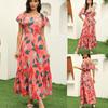 European and American Foreign Trade New Sexy One-word Shoulder Flower Print Flying Sleeve Dress