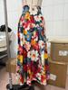 European & American Women's Floral Bohemian Half Skirt with Wide Hem & Elastic Waist