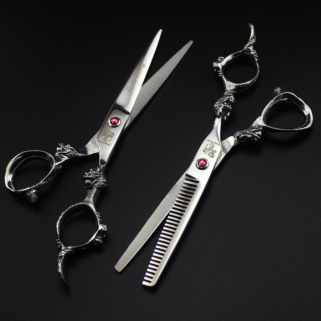 Manico Drago Argento Pk da 6,0 Pollici, Forbici per Capelli, Forbici per Capelli, Forbici Piatte, Forbici per Frangia, Forbici Dentate, Sottili