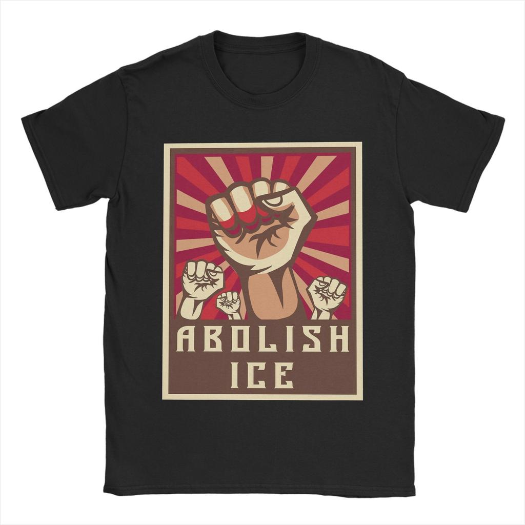 Abolish ICE Men T Shirt Vintage Tees Short Sleeve Round Collar TShirt Pure Cotton 4XL 5XL Clothes