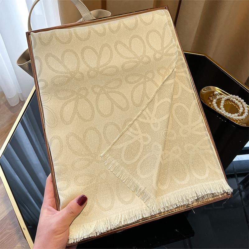 Double-Sided Commuting Warm Fashion Elegant Simple Atmosphere Tencel Cotton Scarf Shawl Cape Female Big Name Style