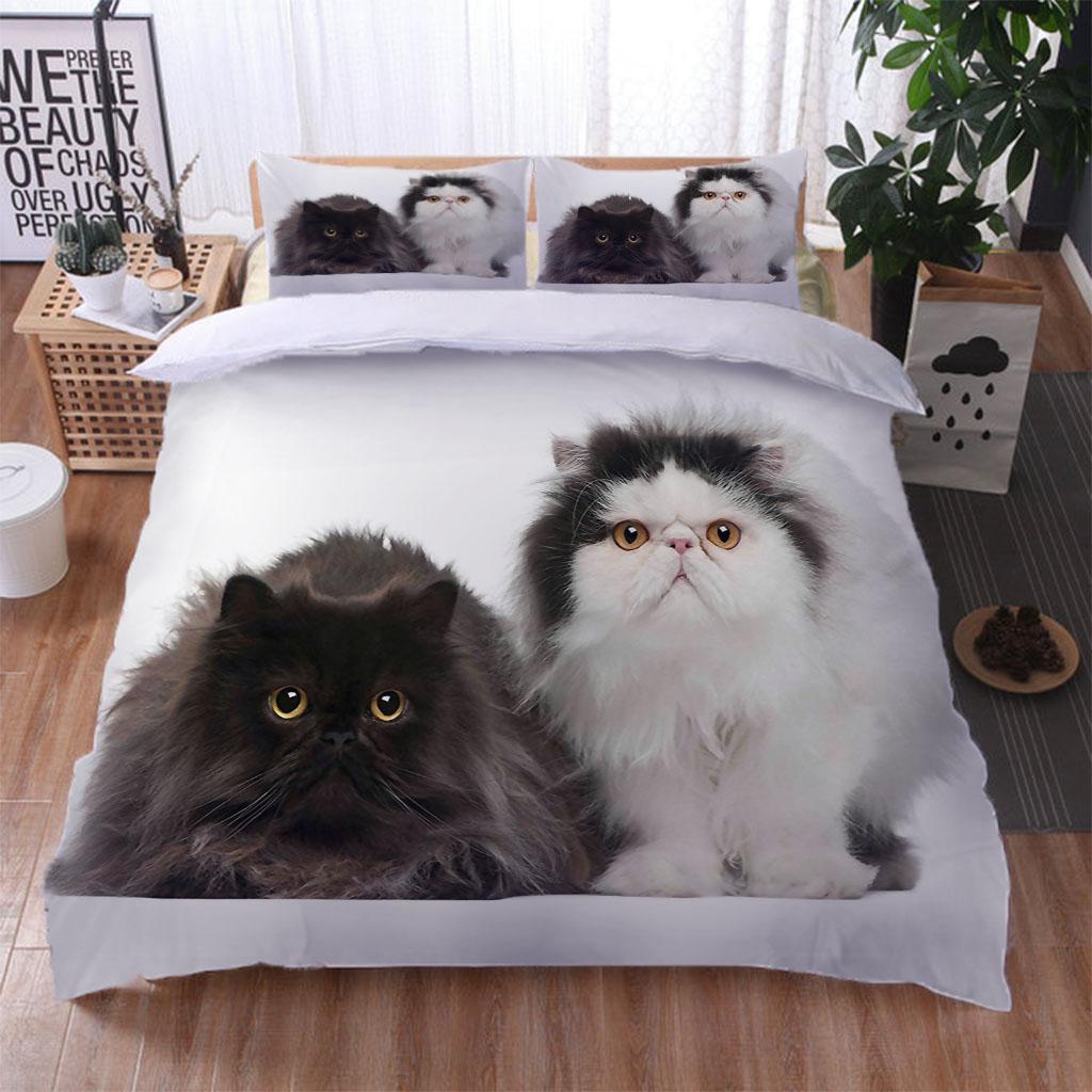 3D Duvet Cover Gilrs Kids Animal Cute Cat Bedding Collection Double Queen King Size Polyester Qulit Cover Luxury Printed Polyester