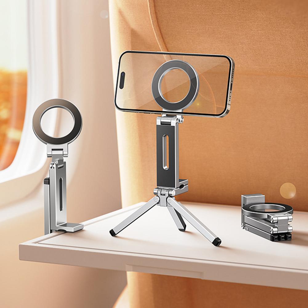 Magnetic Tripod 360 Adjustable Clip Folding Magnetic Phone Stand Aluminium Mini Magnetic Phone Tripod for iPhone & for MagSafes