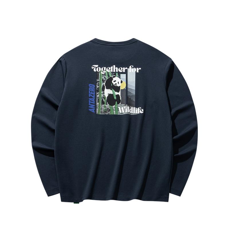 Anta Outdoor Series Cartoon Anime Letter Round Neck Comfortable Breathable Versatile Sports Sweatshirt Unisex Sweatshirt Midnight-Black 172446401G-3