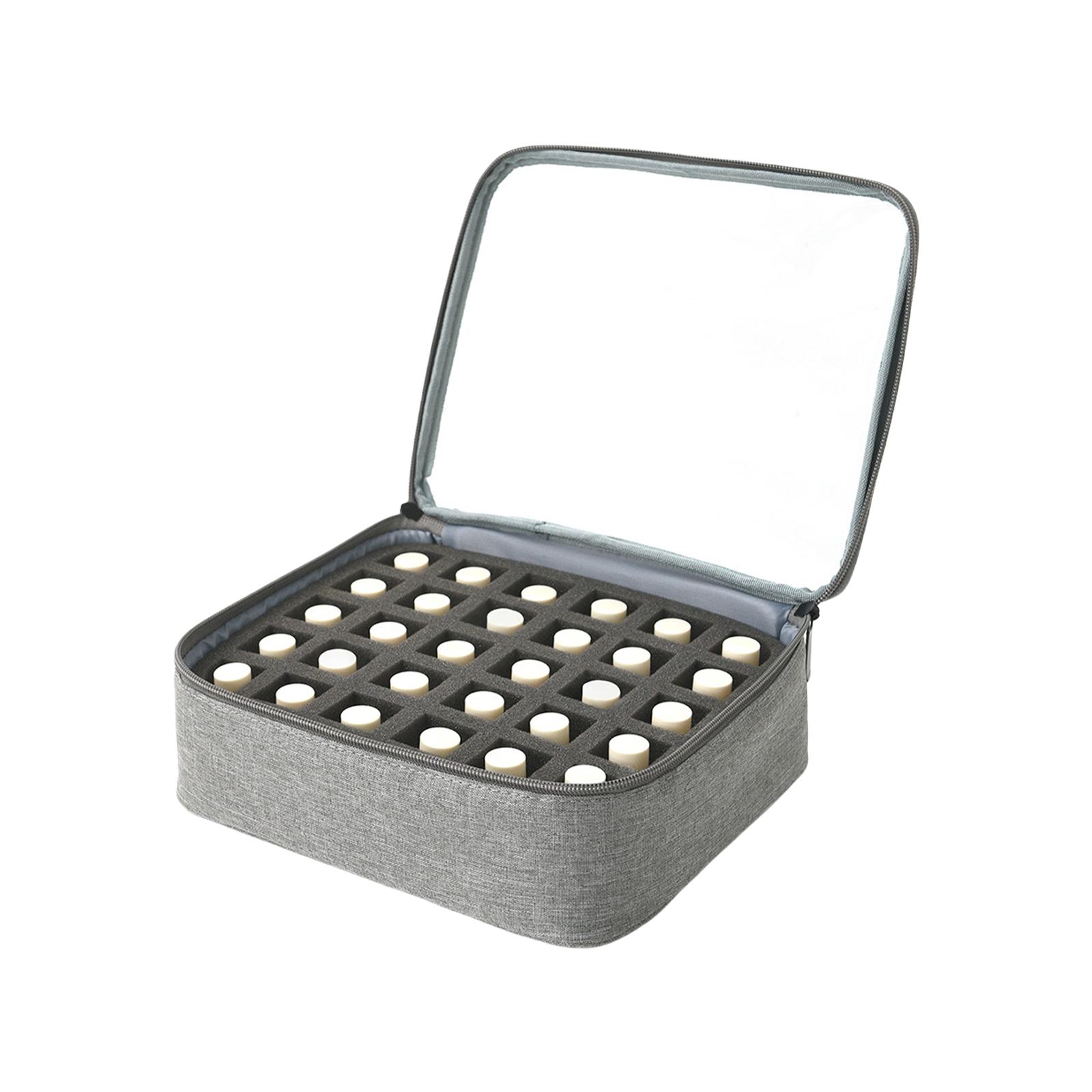 

Удобный для путешествий органайзер для лака для ногтей вмещает 30 флаконов, кейс для хранения эфирных масел с прозрачным дизайном и легким доступом серый