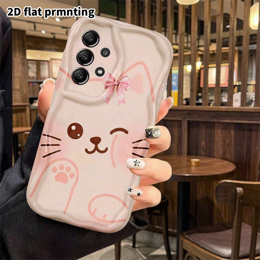 Phone Case: 2D Flat Samsung Galaxy A34 A35 M05 M06 S20 S22 S21 FE Plus 5G Protective Case, Little Cat with Bow, Perfect Holiday Gift for Christmas and