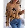 Damen Herbst- und Winter Strickpullover mit V-Ausschnitt und langen Ärmeln