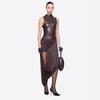 European-American Fashion Slim Fit Evening Gown: Sleeveless Leather Hip-Hugging Dress
