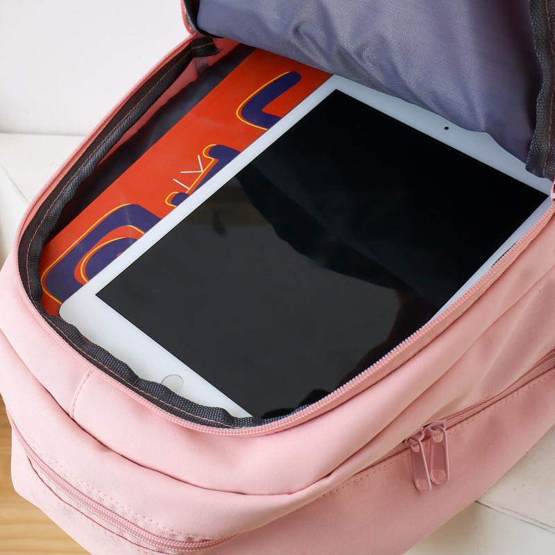 Three-Piece Backpack Set Color Contrast Schoolbag Girls Large Capacity Backpack for Primary and Secondary School Students