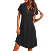 Women's Fashion Flare Short Sleeve V Neck Pajamas Casual Button Color Dresses