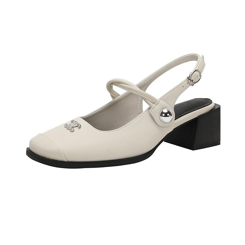 Thick Heel Square Head with Mary Jane Single Shoes Women's Thick Heel Shallow Mouth Professional Work Shoes Women