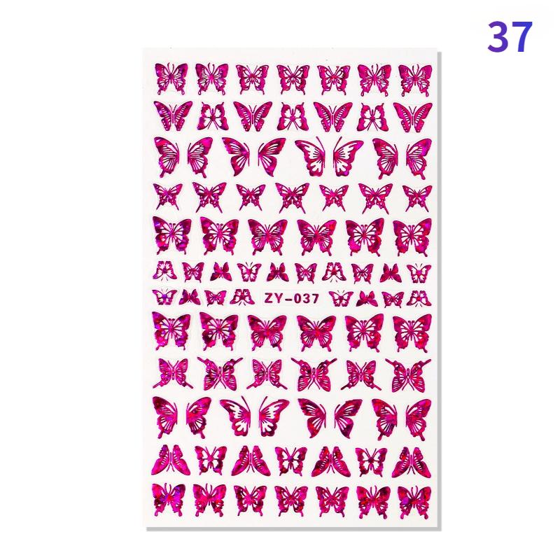 4Sheets Holographic 3D Butterfly Nail Art Stickers Adhesive Sliders Colorful DIY Golden Nail Transfer Decals Foils Wraps Decorations