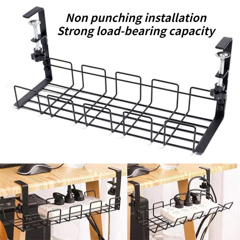 Xiaomi Under Desk Cable Management Tray Metal Wire Organizer No Drill Power Strip Holder Storage Rack for Computer Desk Office Router