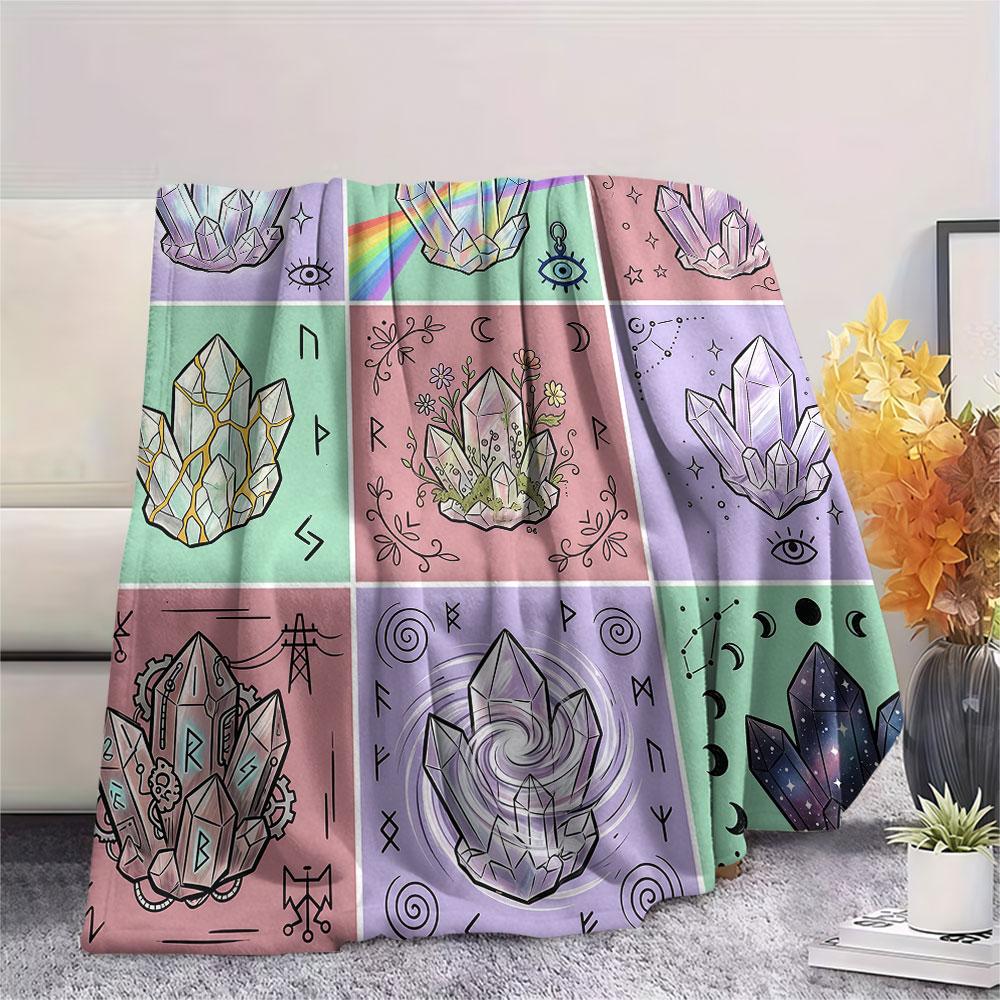 1PC Crystal Fantasy New Patterned Flannel Blanket High quality All Seasons for Home Decor Warmth and Comfort Gifts Birthday Present