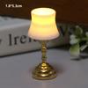 1:12 Miniature LED Golden Light Mini Home Table Lamp Model  Doll House Accessories