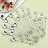 Diamond Spoon Fork Stainless Steel Long Stirring Spoon Exquisite  Teaspoon For Ice Cream Dessert Coffee Cocktail Mug