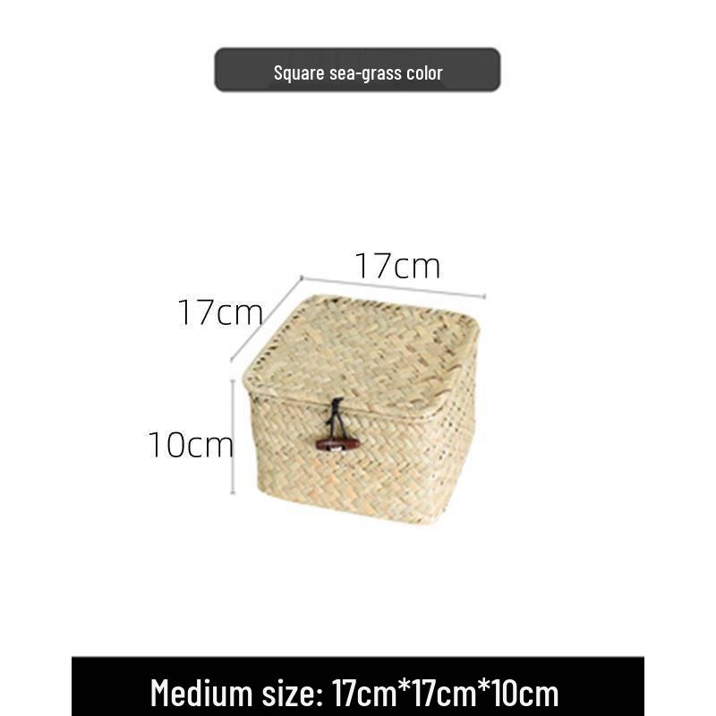 Japanese Style Bamboo Woven Storage Box with Lid - Haili Rattan Souvenir Basket