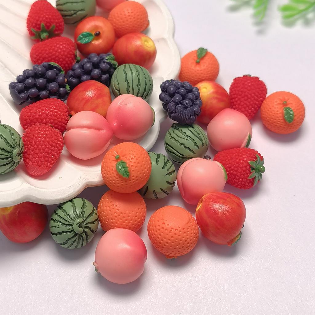 100PCS Mini 3D Fruit Series Resin Flatback Cabochons for Hairpin Scrapbooking DIY Jewelry Craft Decor Accessories Slime Charms