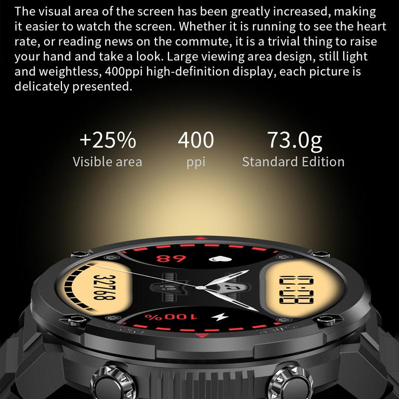 1.6"400*400 HD Duży Ekran Wodoodporny Smartwatch Męski 600 mAh Duża Bateria Monitor Fitness Połączenia Bluetooth Męski Smartwatch