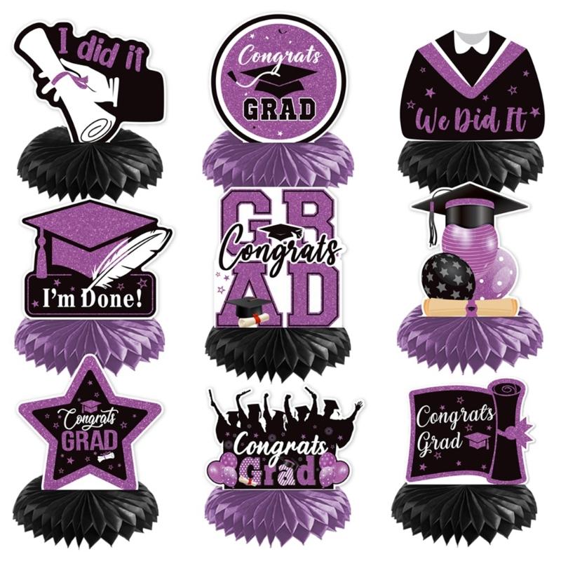DIY Graduations Celebration Set With Hanging Banners And Honeycomb Paper Decorations Twist Cell Background