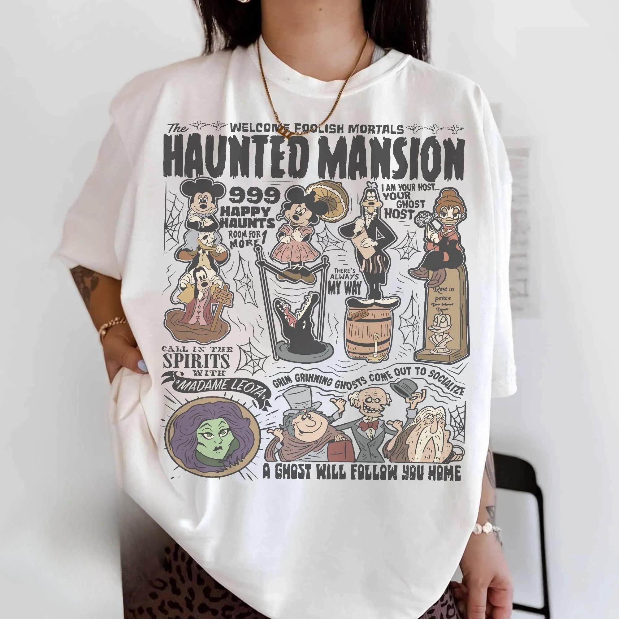

2026 New Halloween Haunted House Welcome Silly Mortal Print Womens TShirt Easy Fashion Plus Size Short Sleeve S