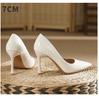 Fashion Women's High-heeled New with Stone Patterned Patent Leather Heels Women Pointed Toes Solid Color Widened Versized Womens Shoes