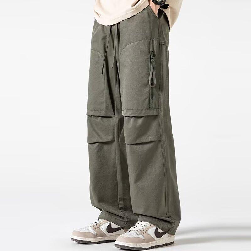 Casual thin overalls men's trendy summer new straight loose wide-leg casual pants men