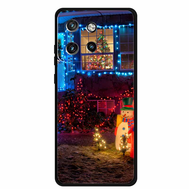 Christmas Cover For Motorola Moto G75 5G Black Silicone Cases TPU Santa Claus Christmas Tree Cover Deer For Moto G75 5G TPU case