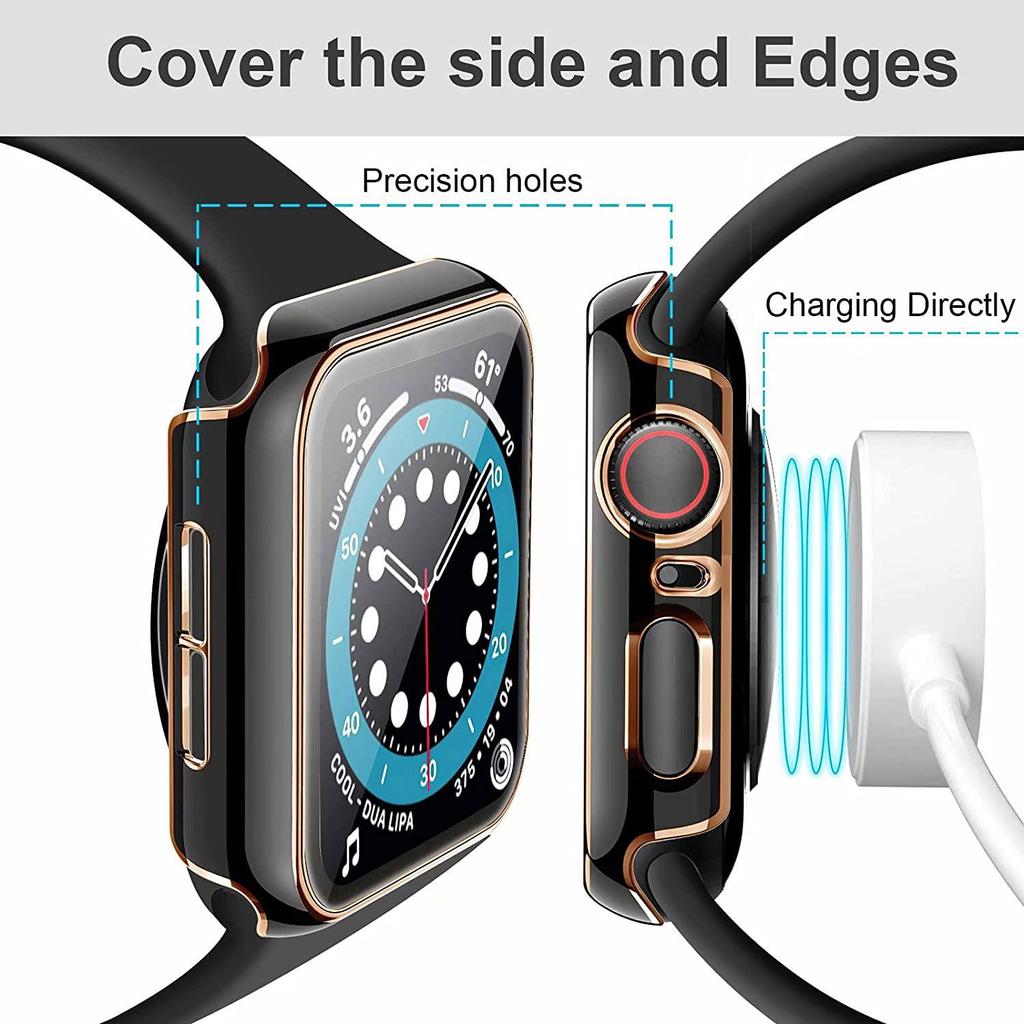 Coque de protection bicolore pour Apple Watch iWatch7 avec film en verre trempé