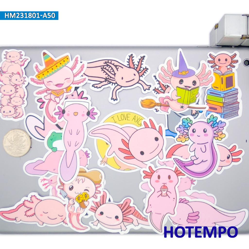 Axolotl Stickers Set Ambystoma Mexicanum Cute Cartoon Pink Animals For Laptop Phone Scrapbook Funny Sticker Pack 203050Pcs