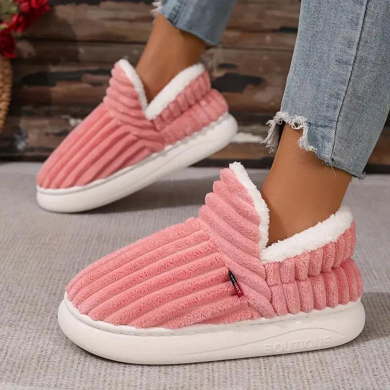 Slippers Women 2025 New Winter Furry Warm shoes Ankles Plush Cozy Slides For Home Indoor Soft Sole Cotton slides women