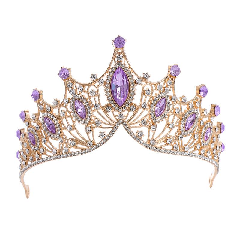 New Bridal Crown Retro Black Baroque Diamond Crystal Tiara Birthday Wedding Headband