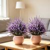 Artificial Lavender Topiary Ball Tree Summer UV Resistant Fake Plastic Plants Faux Lavender Shrubs Bushes with Stake for Outdoor Garden