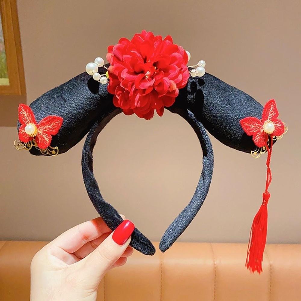 Flower Hanfu Headband Bow Ancient Style Hair Hoop Traditional Chinese Style Headwear  Children