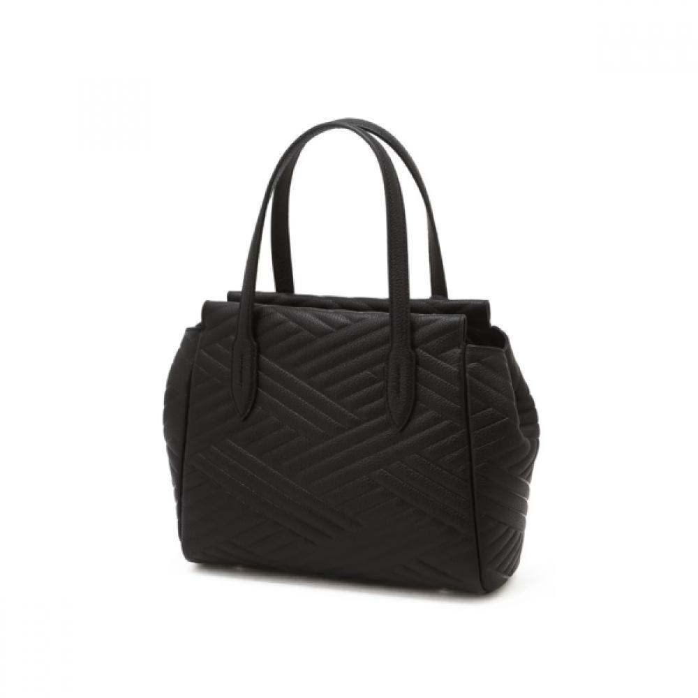 Daks Black Leather Tote Bag With Logo Dcba6f376bk