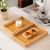 Bamboo Serving Tray with Handle Breakfast Tray Retro Food Tray  for Food Drinks Storage