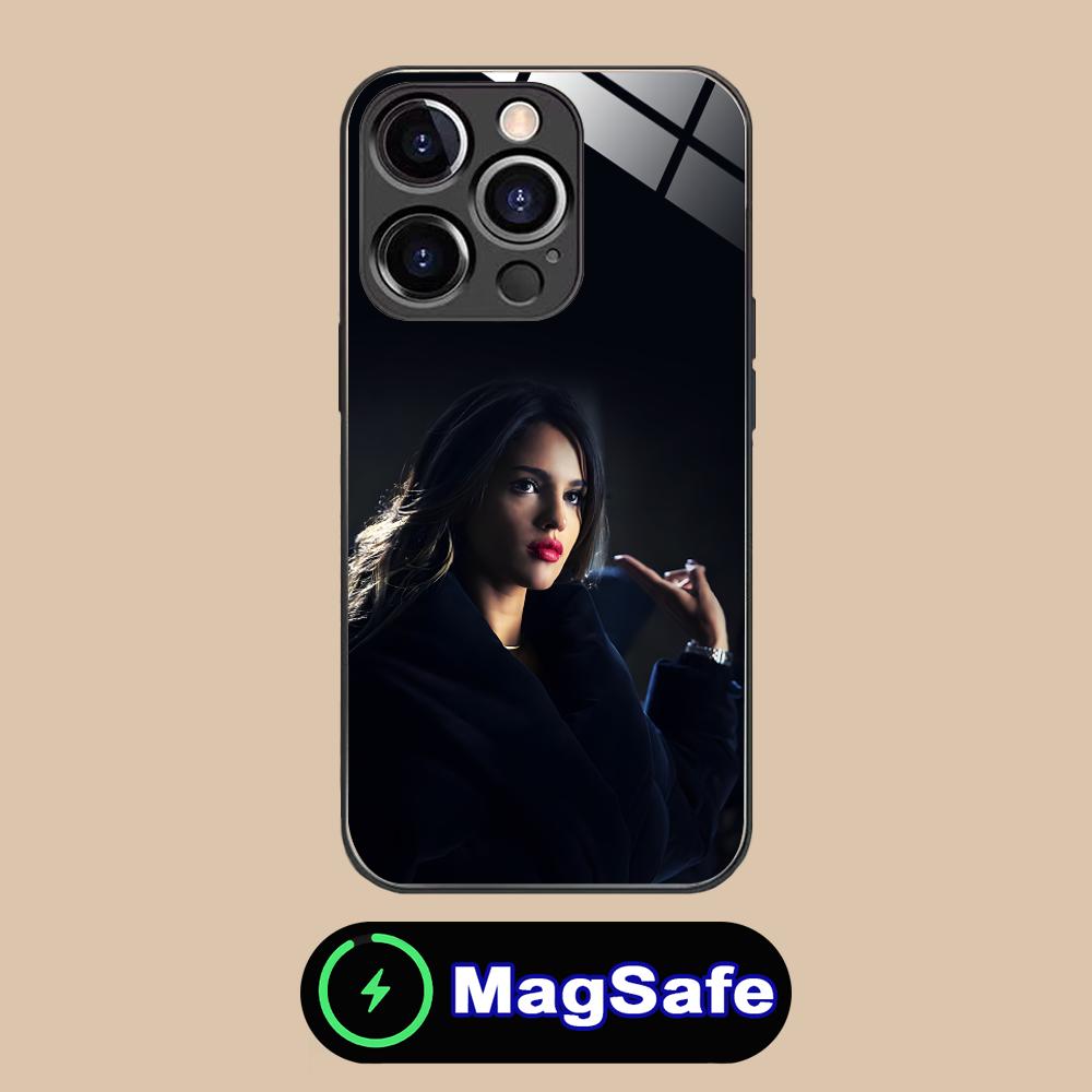 Fashion Eiza Gonzalez Glass MagSafe Mobile Phone Case for iPhone 17 16 15 14 13 12 11 Air Pro Max Plus Mini Colorful Cover