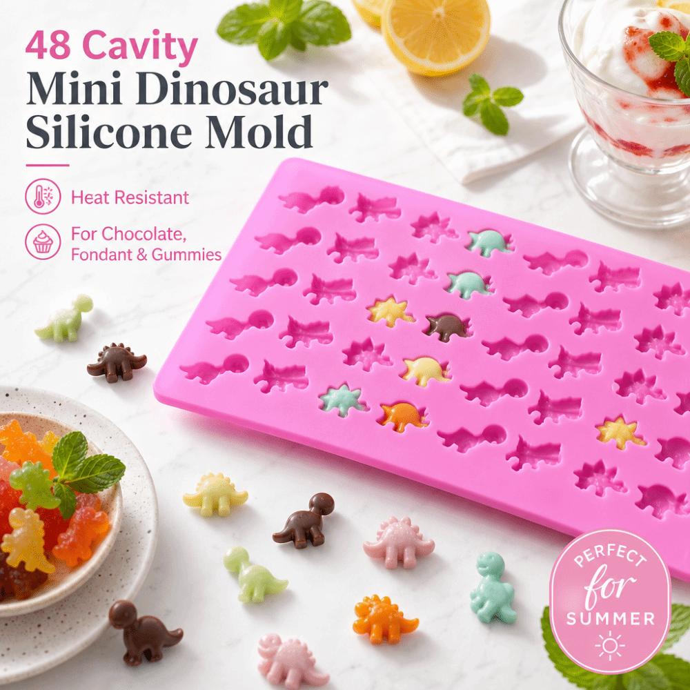 DIY Dinosaur Chocolate Mold 48 Cavity Jelly Fondant Mold Flexible Silicone Mold  Pastry Making