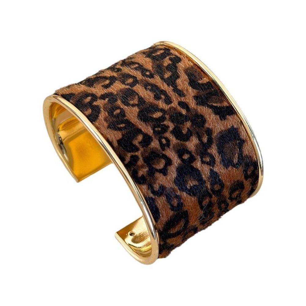 Metal Wide Bangle Leopard Print Bangles Alloy Jewelry Wide Cuff Bracelets  American Style