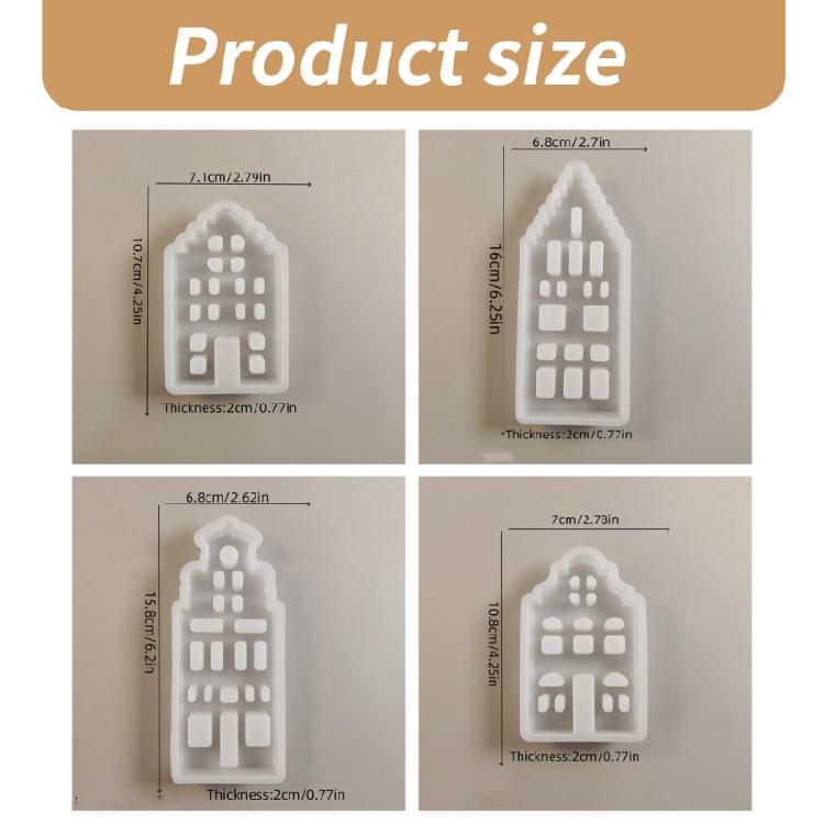 Detailed Canal House Models Easy To Use Canal House Shaped Ornament Molds for Artistic Plaster Decorations
