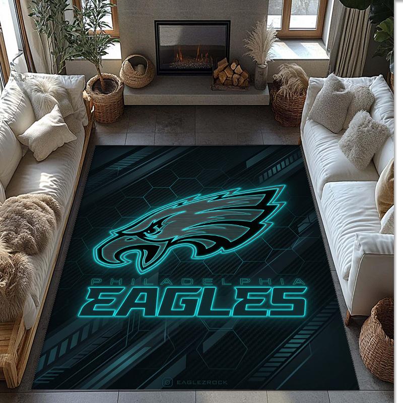 Philadelphia Eagles Kristall Samt Teppich Weich Anti?Rutschfeste Fußmatte Bequemer Wohnzimmer Schlafzimmer Dekor Teppich