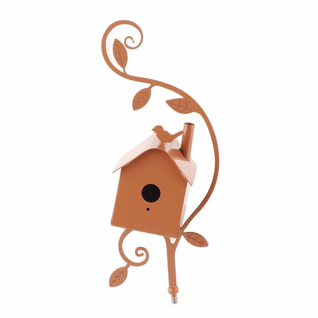 Vogelhaus aus Metall mit Stange, Metallkunst, Cottage-Vogelhaus, Pfähle, Kolibri-Haus, Distressed Metal