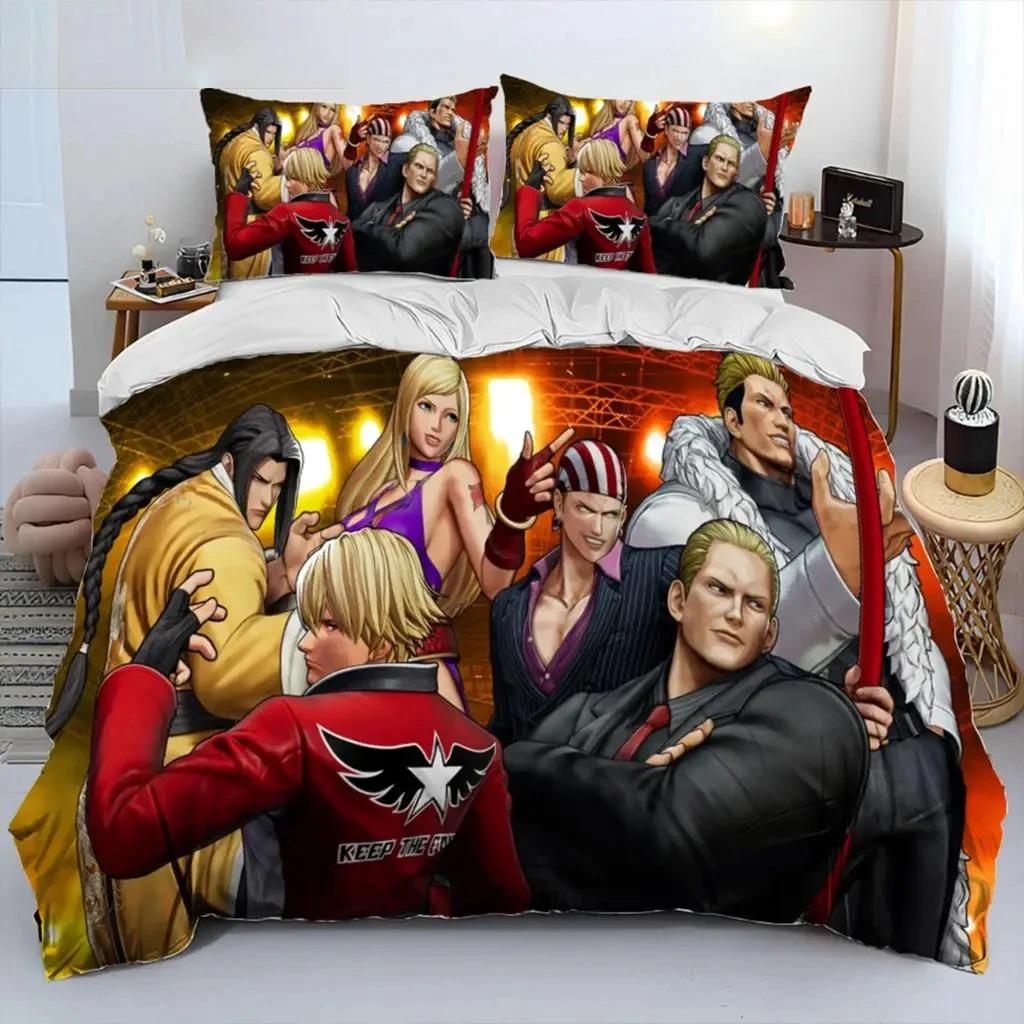 Game King Of Fighters Retro Bedding Set Boys Girls Twin Queen Size Duvet Cover Pillowcase Bed Kids Adult Home Textileextile Tool