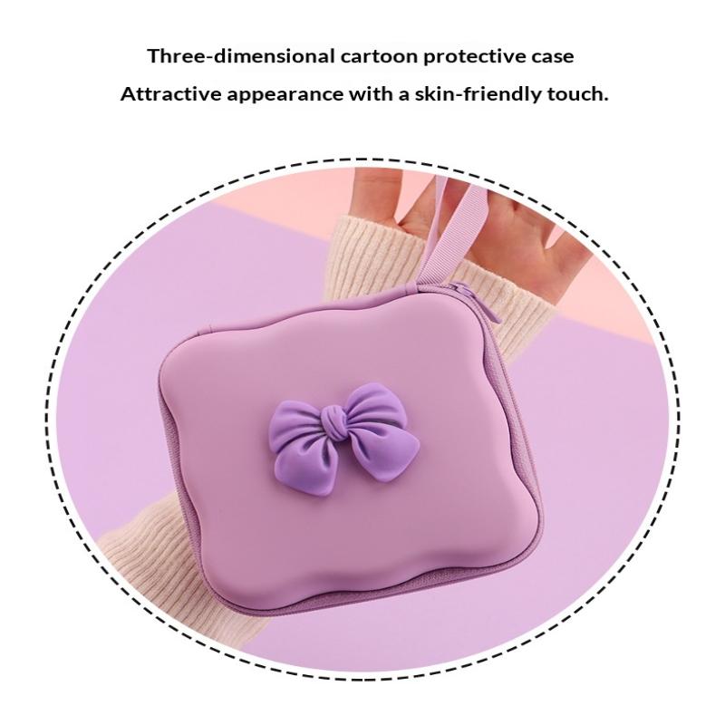 Charger Lid Storage Bag Fashion 3D Heart Design Drop-resistant Protective Case Lightweight Organizer for Office School Travel