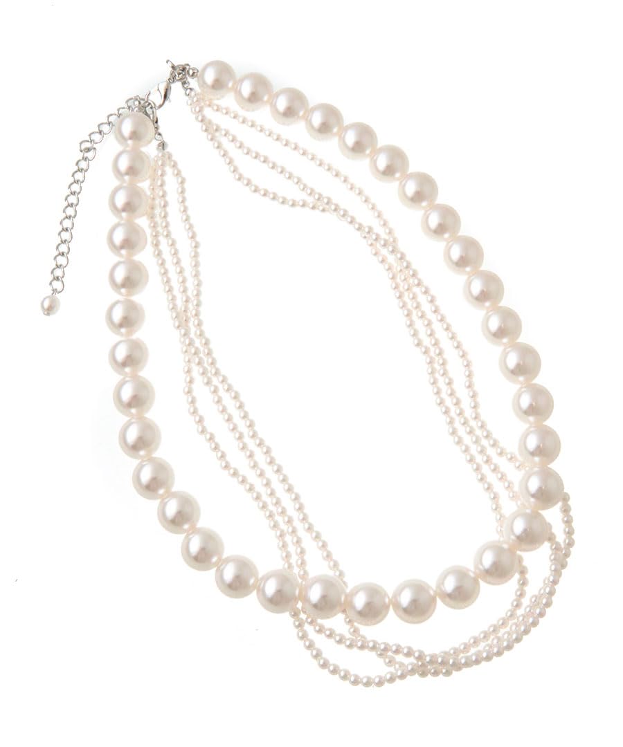 [Kobe Vingtaine] VINGTAINE 4-strand Pearl Necklace, 2-way, Large and Small Baby Pearls C14-39