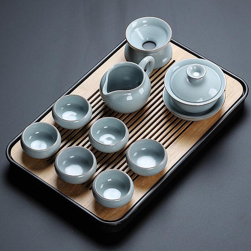 Lainuo Ru Kiln Gaiwan 10-Piece Tea Set with Tray