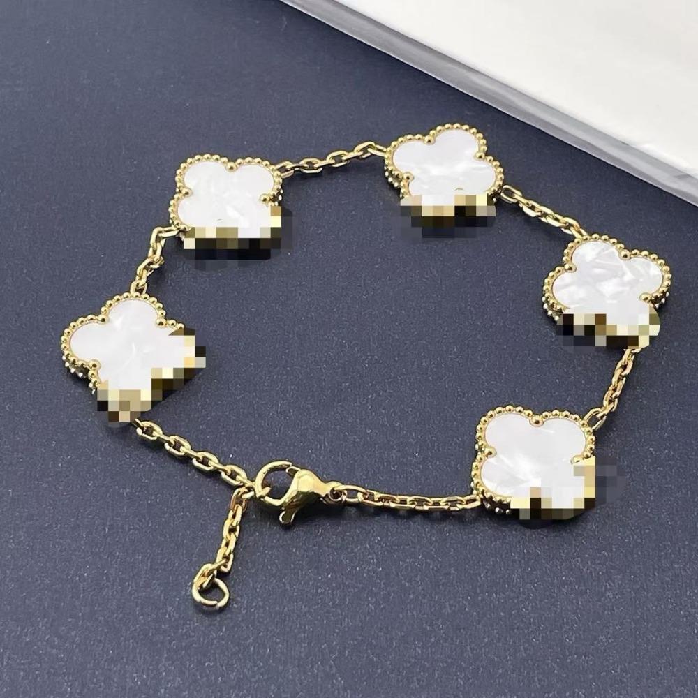 

Браслет из 15-миллиметрового четырехлистного клевера на удачу для женщин, новый модный браслет с боковыми канавками, женский браслет 18 карат, не тускнеющий