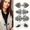 Retro Chinese Alloy Shawl Clip: Creative Hollow Scarf Buckle, Double Sweater Clip Brooch Travel Accessory.