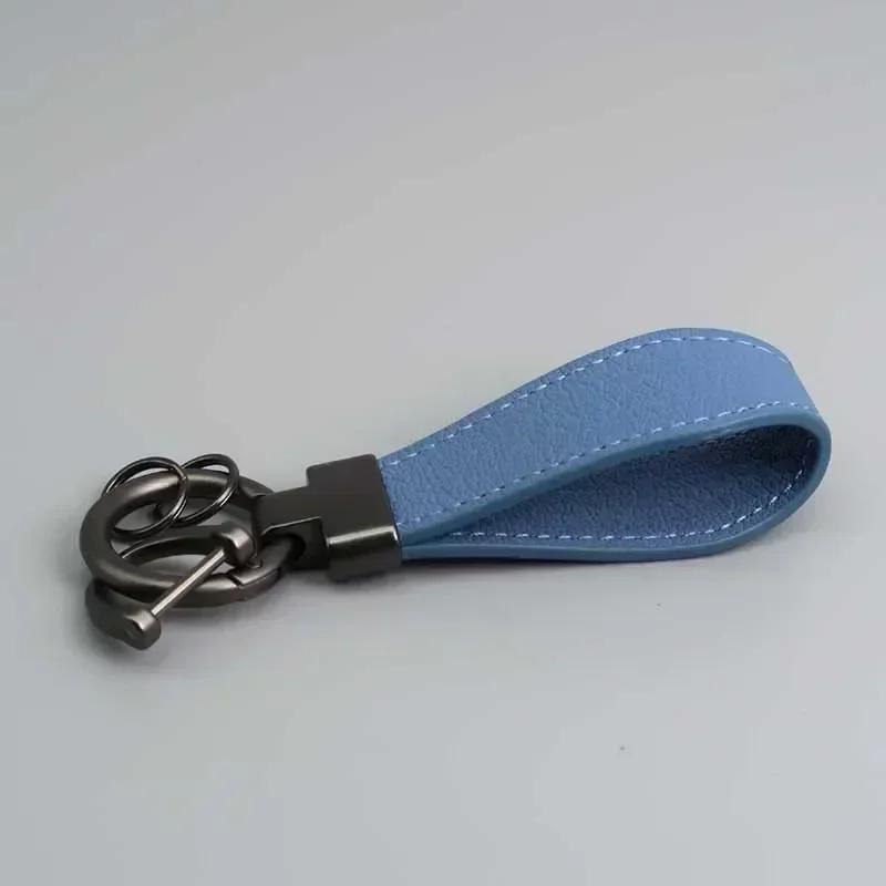 PU Leather Car Keychain Men's and Women's Bag Anti Lost Key Ring Waist Hanging Retro Laser Engraving Customized Keyring Gift