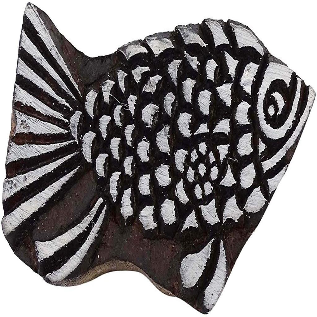 Decorative Wood Printing Block Indian Wooden Brown Hand Carved Textile